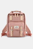Contrast Waterproof Nylon Backpack Bag - Black/Brown