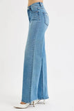 High-Waisted Flare Denim with Knee Rips