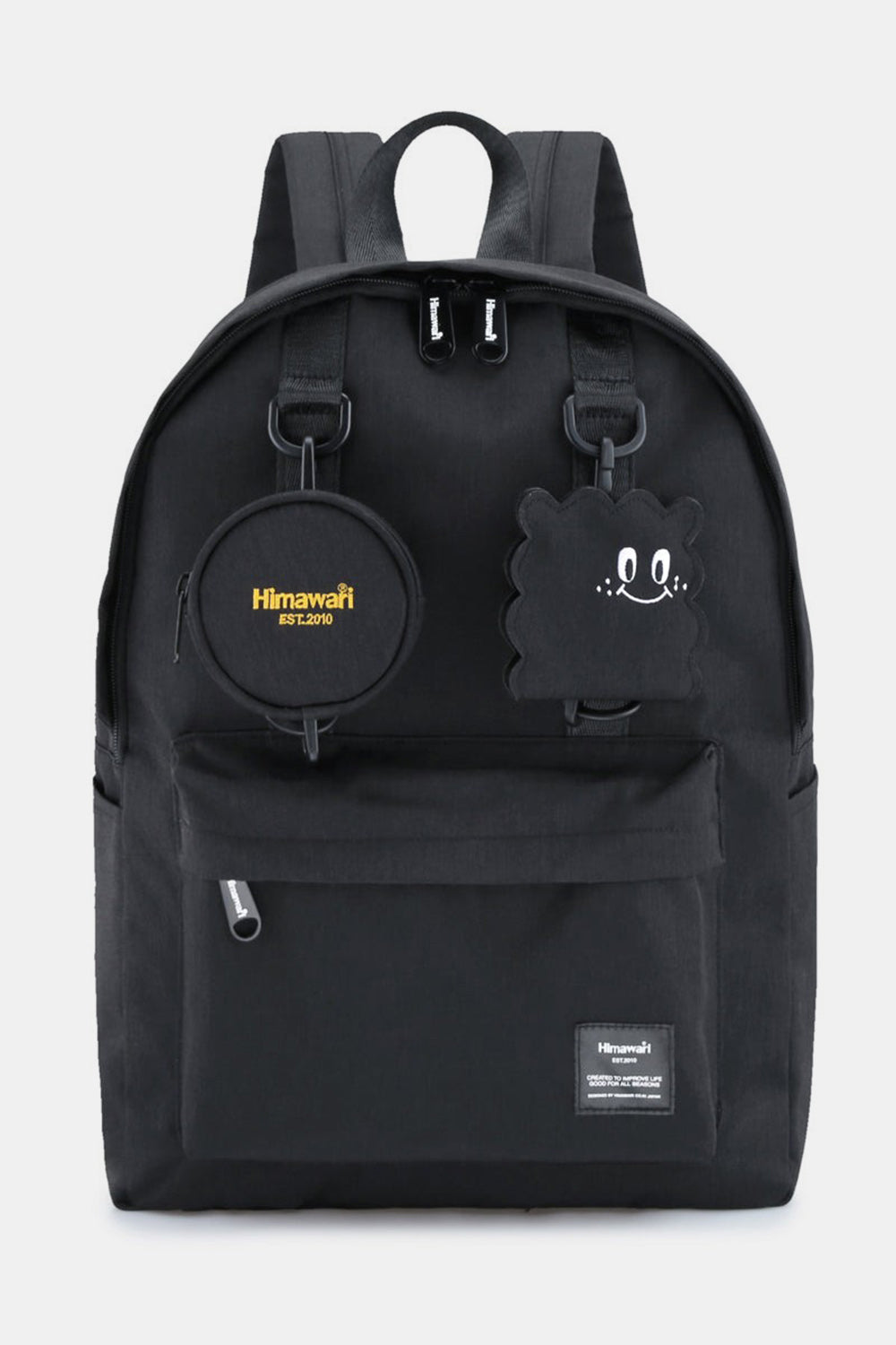 Waterproof Canvas Backpack Bag with Removable Coin Purse - Black