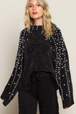 Pearl-Adorned Oversize Knit Sweater