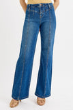 Front Seam High-Waist Denim Pants