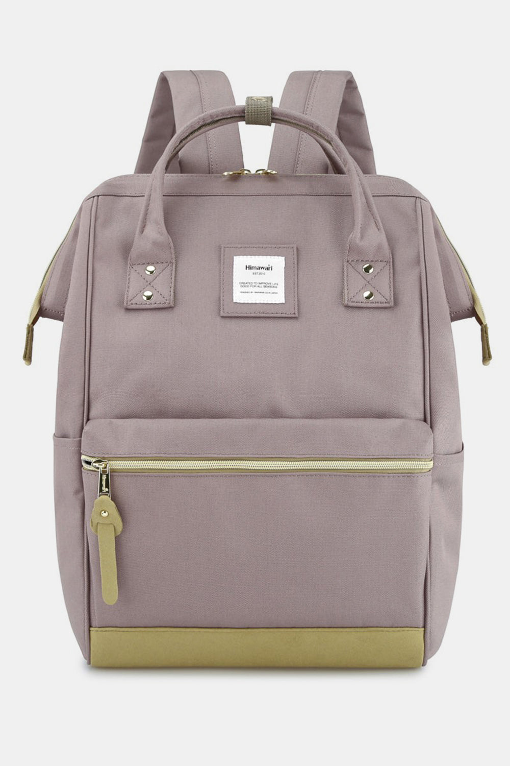 Contrast Waterproof Canvas Backpack Bag with Side Pockets - Gray