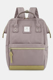 Contrast Waterproof Canvas Backpack Bag with Side Pockets - Gray