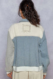 Patchwork Lace Accent Oversized Jacket with Pockets
