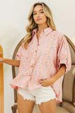Sequin Striped Short Dolman Sleeve Blouse