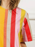 Rainbow Stripe Relaxed Fit Midi Dress