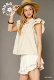 Bohemian Eyelet Ruffle Sleeve Top