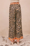 Animal Pattern Flowing Palazzo with Vibrant Banded Trim