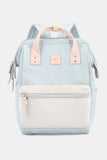 Water Resistant Canvas Backpack Bag with Side Pockets - Cream/Green