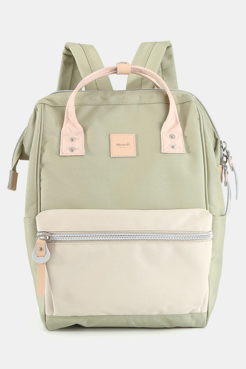 Water Resistant Canvas Backpack Bag with Side Pockets - Mocha/Army