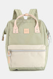 Water Resistant Canvas Backpack Bag with Side Pockets - Mocha/Army