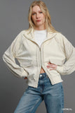 Dual-Texture Jacquard Zip-Up Jacket