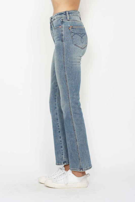 Figure-Flattering Bootcut Jeans with Embroidered Back Pockets