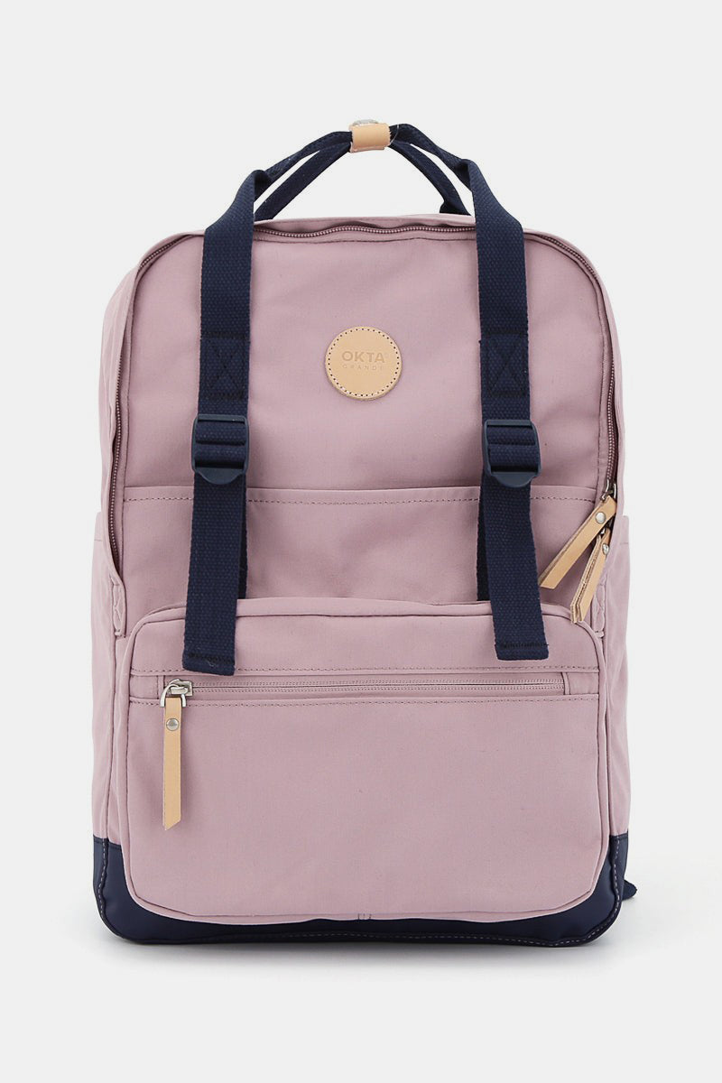 Waterproof Canvas Backpack Bag with Side Pockets - Light  Mauve
