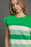 French Terry Striped Mini Dress with Side Slit