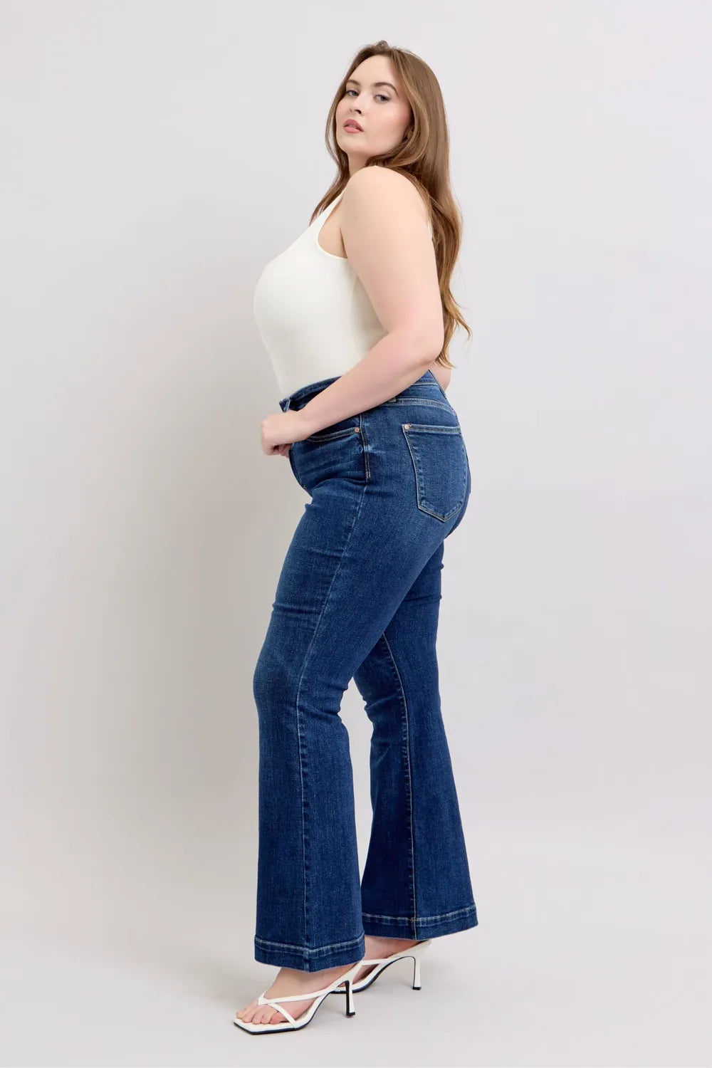 High-Waist Flare Jeans with Stylish Pockets