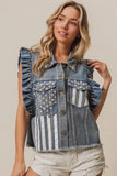 American Flag Washed Denim Jacket