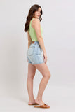 Full Size 2 Button Denim Shorts with Pockets Plus Size