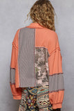 Snap-Button Oversized Patchwork Graphic Jacket