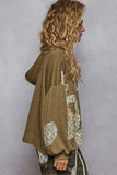 Sequin Peace Symbol V-Neck Hoodie