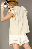 Bohemian Eyelet Ruffle Sleeve Top