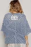 Crochet-Style Denim Top with Perforated Design