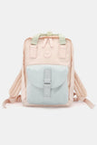 Contrast Waterproof Canvas Backpack Bag with Round Label - Mustard