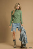 Crinkle Knit Textured Long Sleeve Top