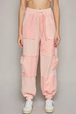 Patchwork Cargo Joggers with Drawstring Pockets