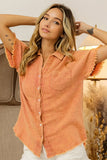Textured Grid Button-Down Blouse