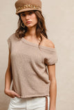 Asymmetrical Knit Pullover with Off-Shoulder Design