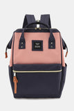 Waterproof Canvas Backpack Bag with Side Pockets - A-Navy/Pink