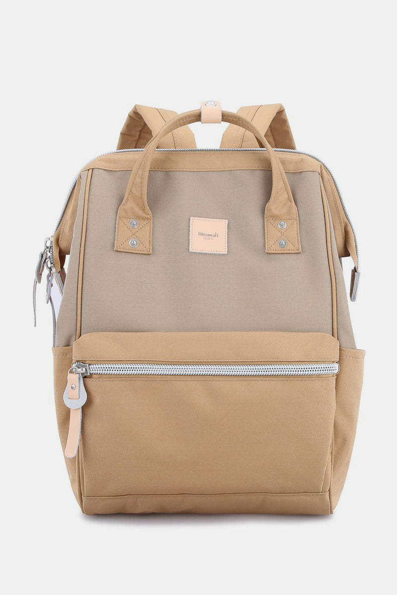 Water Resistant Canvas Backpack Bag with Side Pockets - Lemon/Khaki