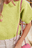Short Puff Sleeve Knit Pullover Sweater