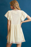 Bohemian Embroidered Flutter Sleeve Sundress