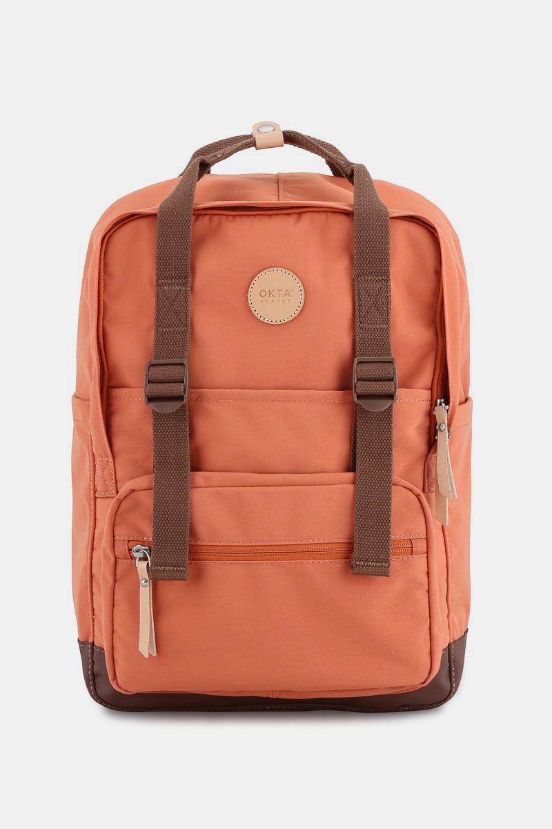 Waterproof Canvas Backpack Bag with Side Pockets - Orange